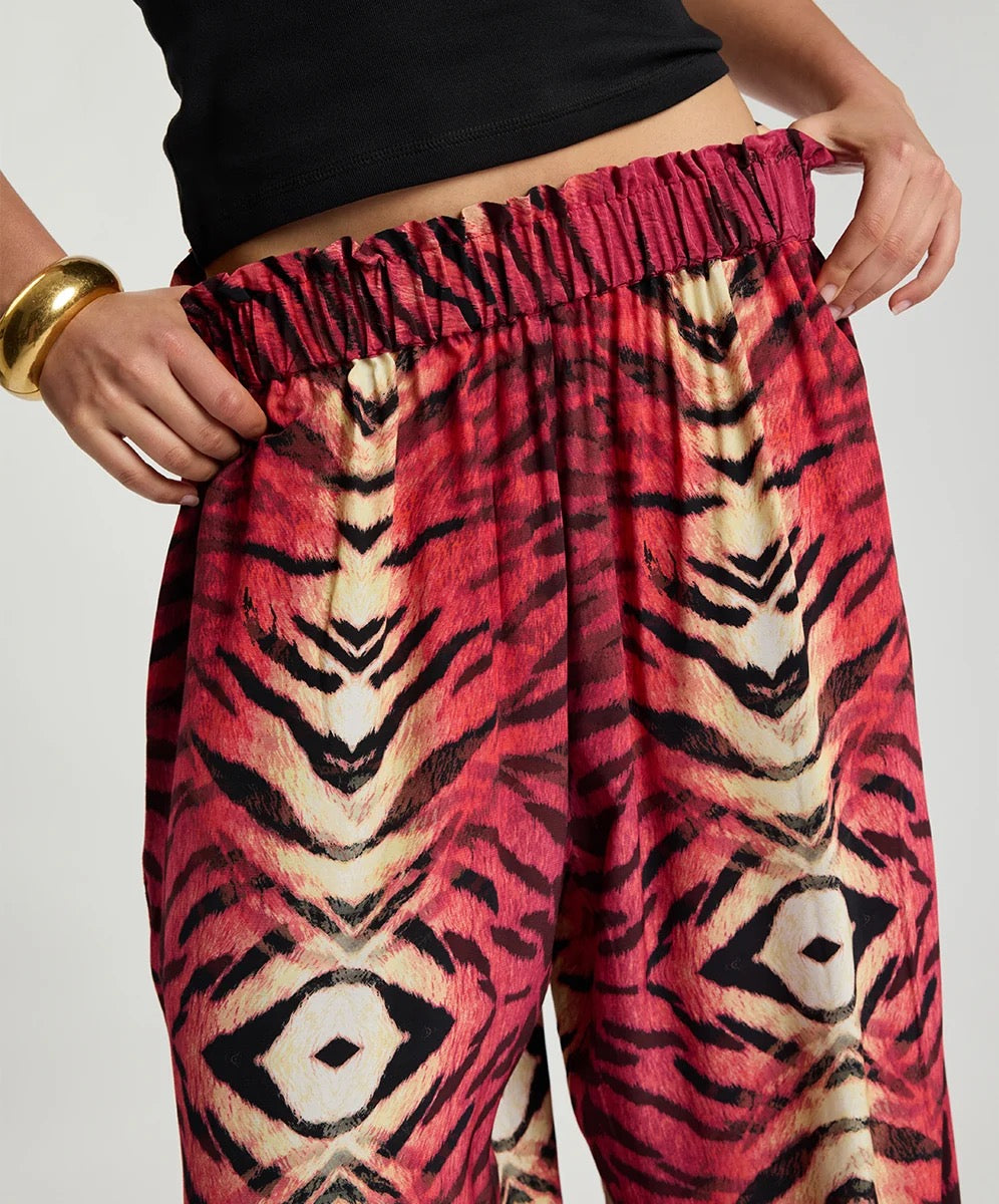 One Teaspoon Wild Rouge Palazzo Pants Red Animal Print