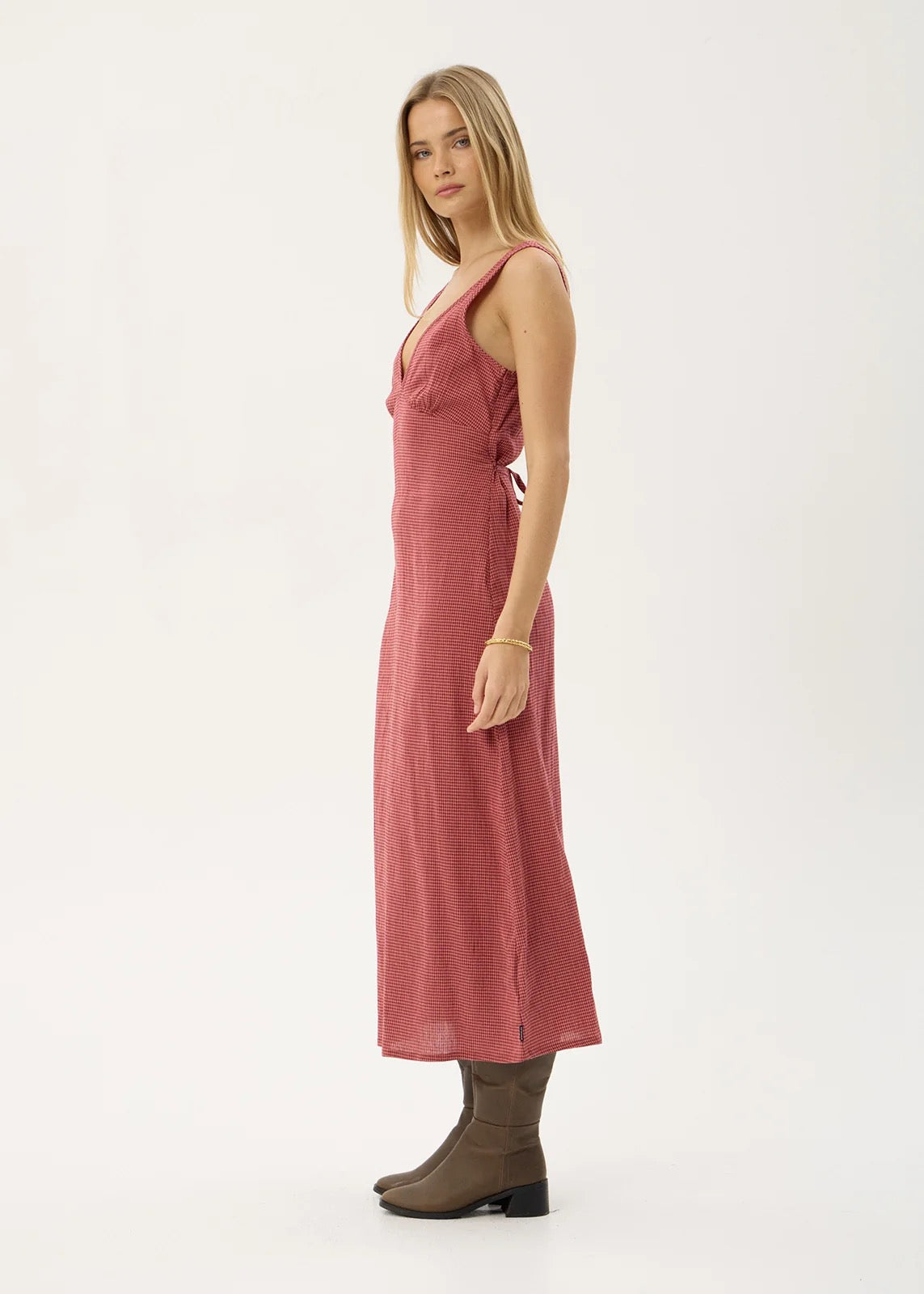 Afends Tully Seersucker Maxi Dress Indy Rose Check