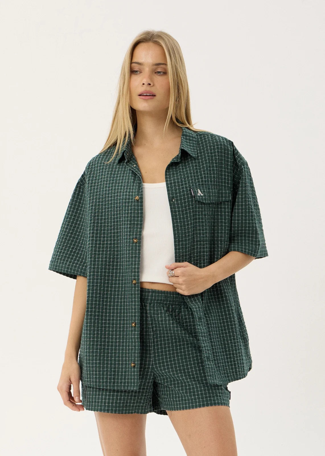 Afends Reverb Short Sleeve Shirt Pine Check