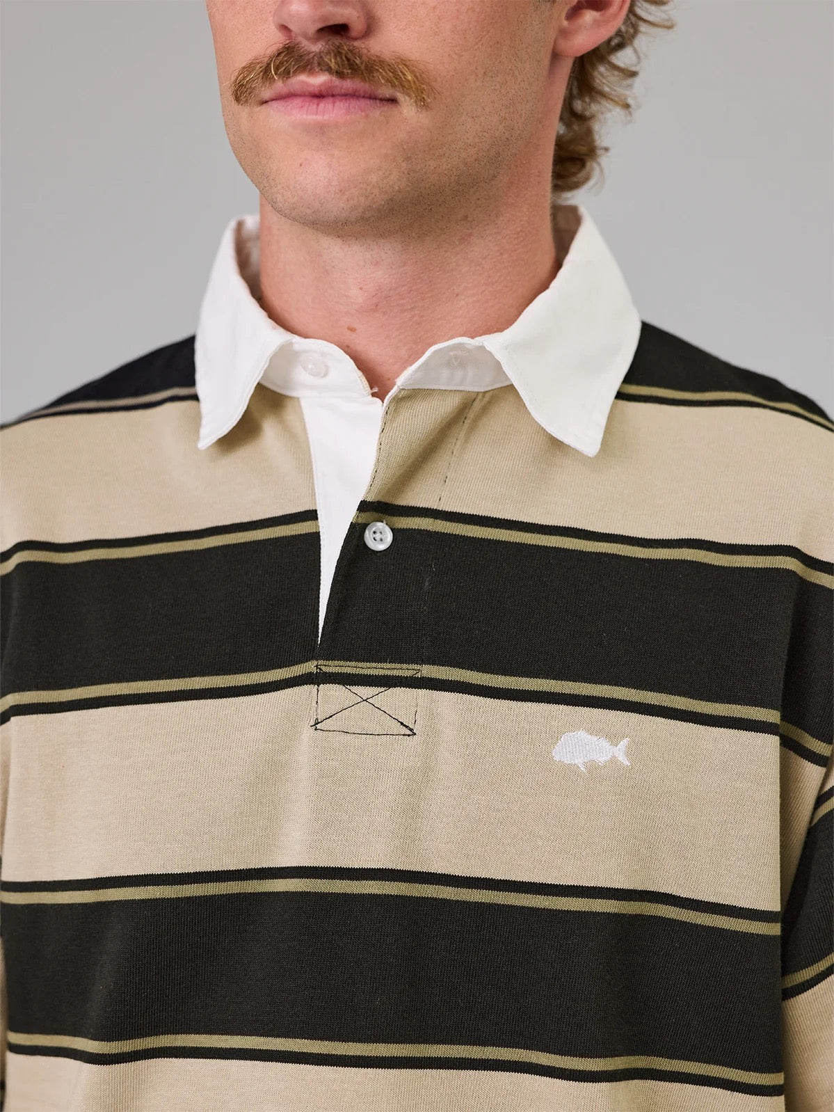 Just Another Fisherman Portside Polo- Clay/Brown Stripe