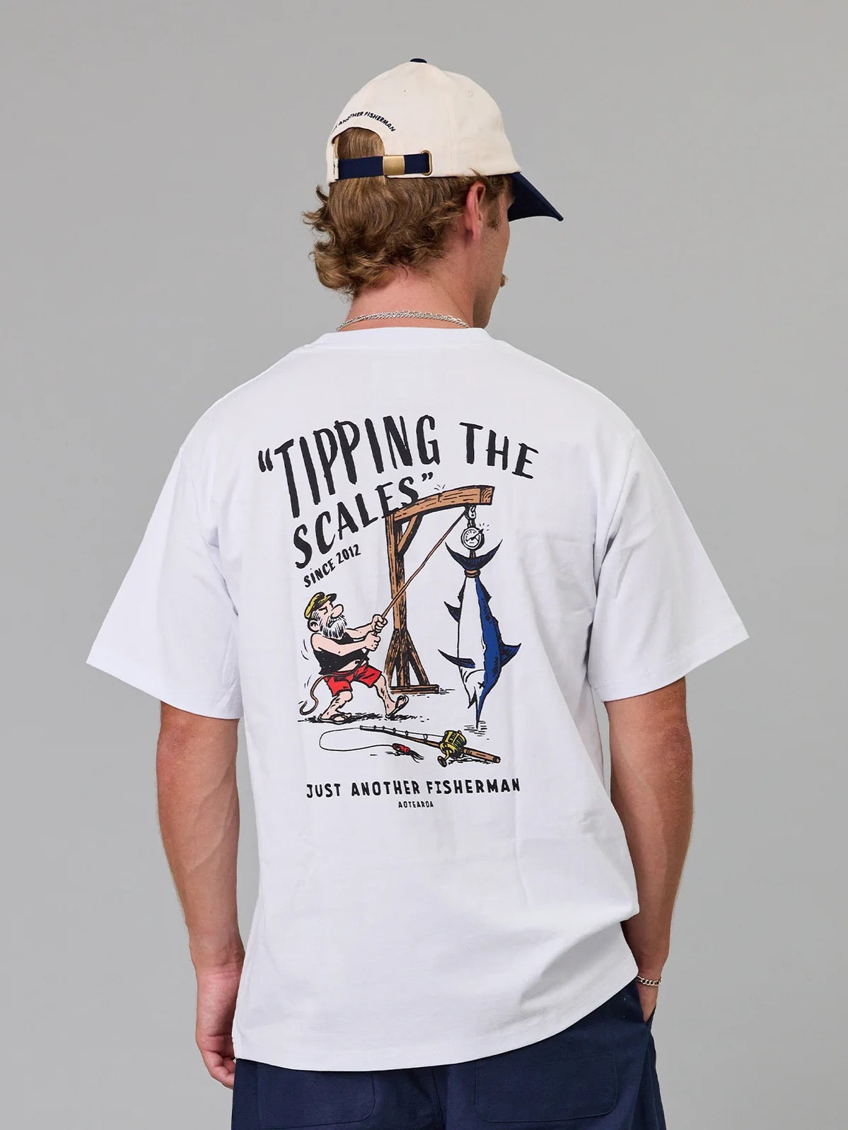 Just Another Fisherman Tipping The Scales Sea Tee- White