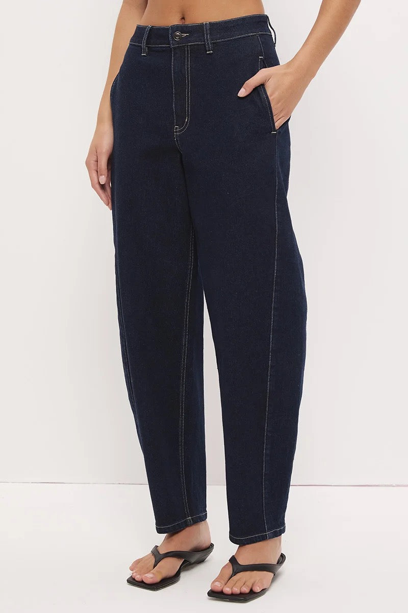 Mon Renn Cora Denim Barrel Leg Jean Ink Blue
