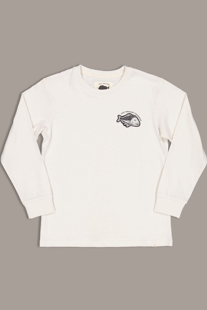 Just Another Fisherman Mini Snaps Ls Tee Antique White