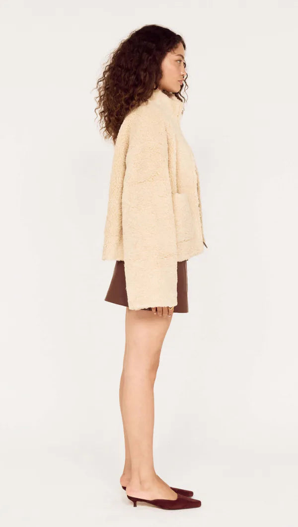 Mink Pink Zola Sherpa Jacket Stone