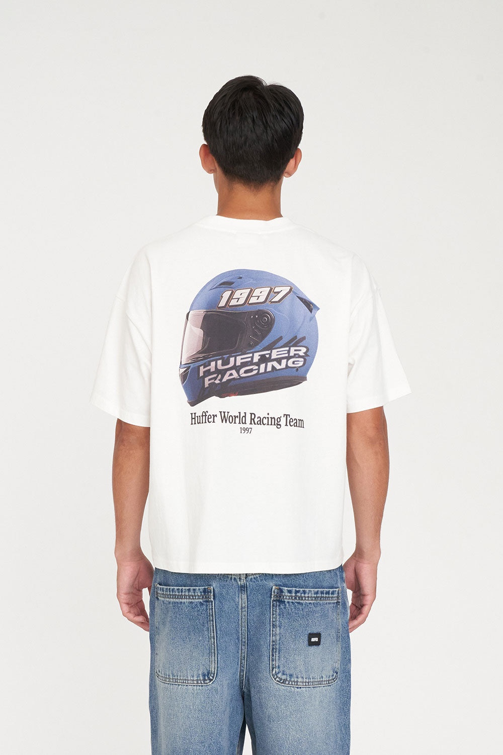 Huffer Block Crop Tee 220/Pit Stop Chalk