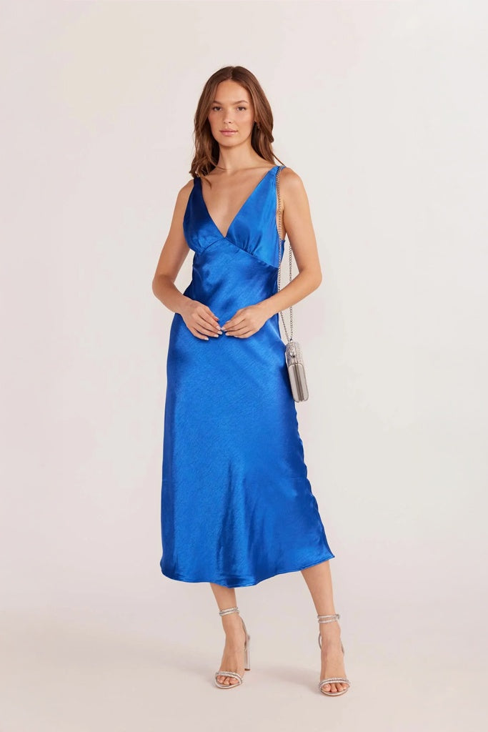 Mink Pink Aoki Bikas Slip Midi Dress Saphire Blue