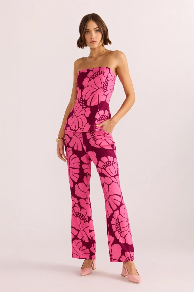 Mink Pink Persephone Tailored Pant Berry Floral