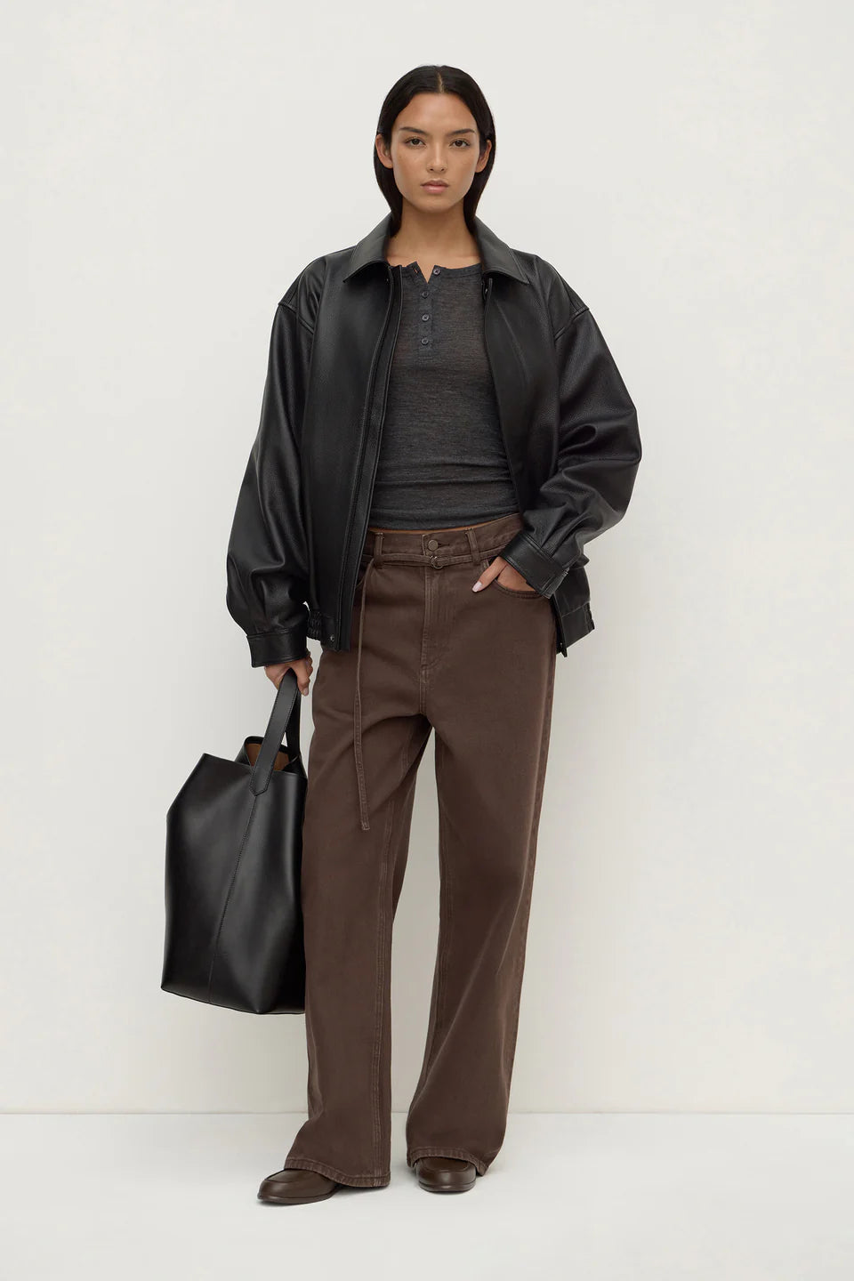 Assembly Nora Merino Wool Henley Charcoal Marle