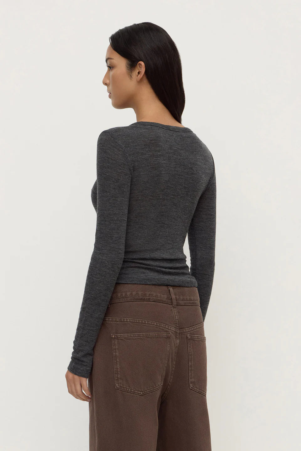Assembly Nora Merino Wool Henley Charcoal Marle