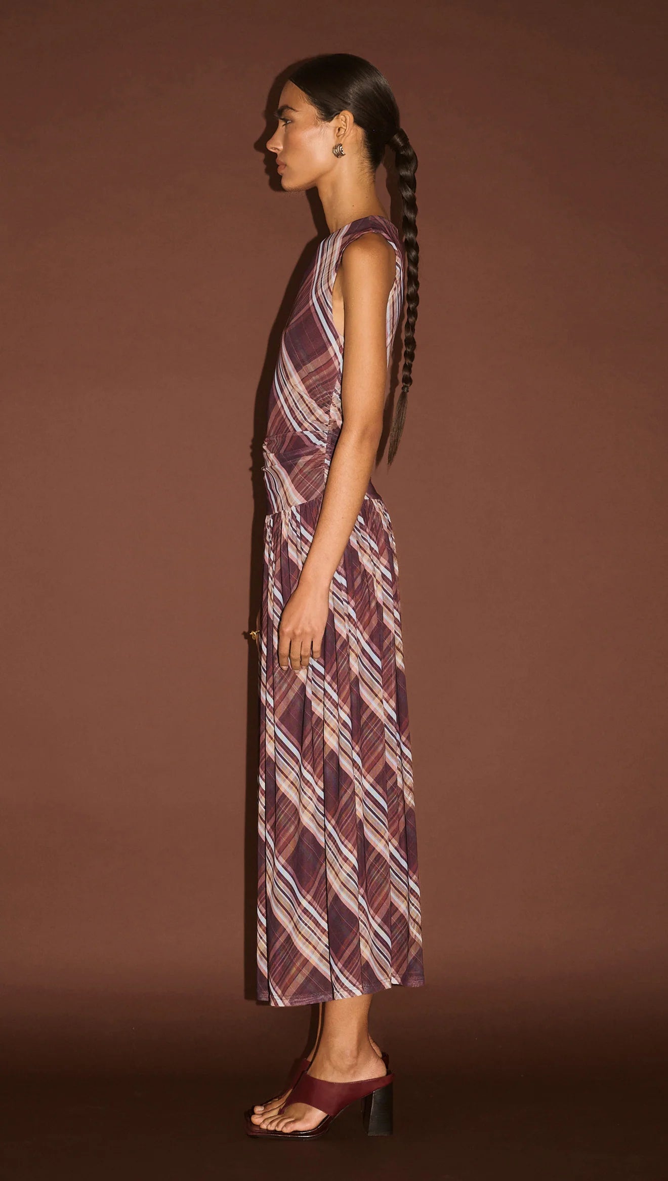 Staple The Label Arles Drop Waist Mesh Dress Check