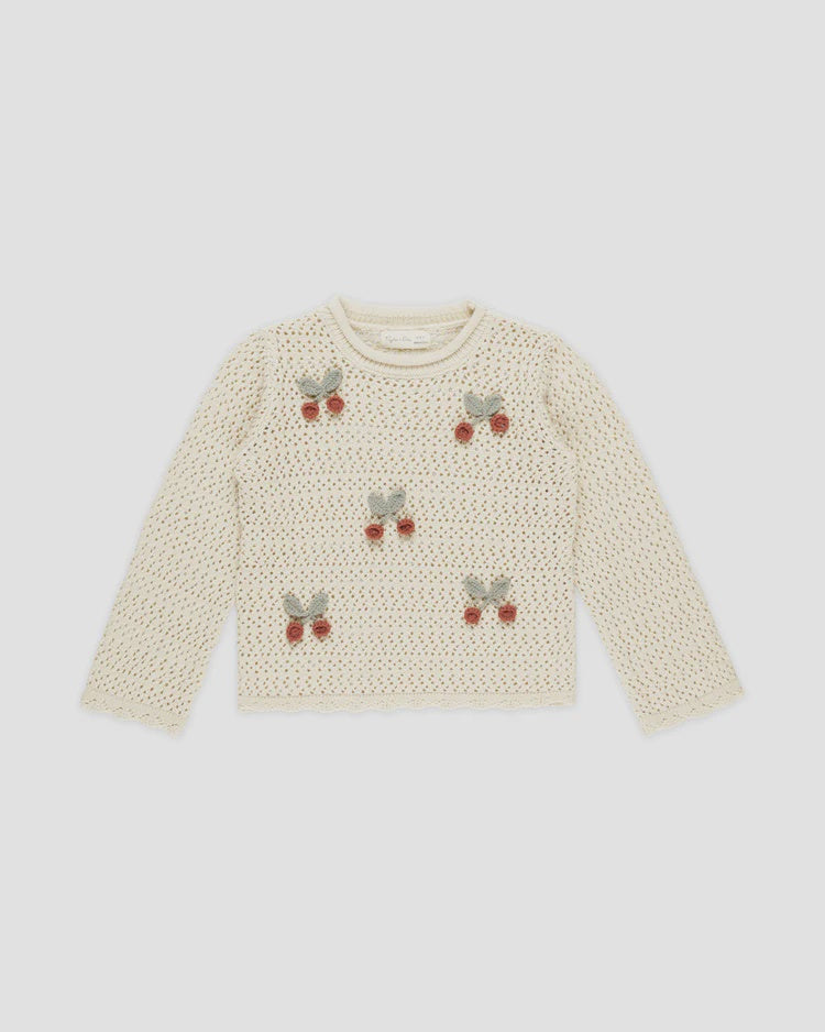 Rylee + Cru Crochet Knit Pullover - Cherries