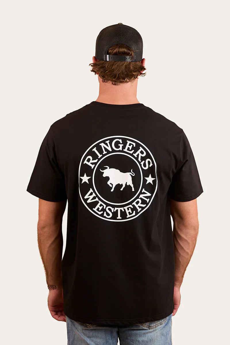 Ringers Western Signature Bull Mens Loose Tee-Black