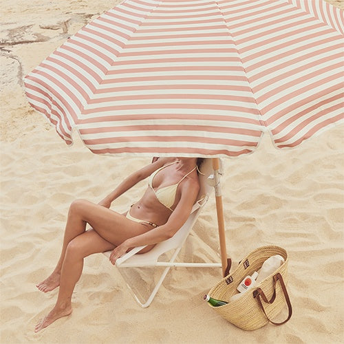 Sunnylife Luxe Beach Umbrella Terra Clay Stripe