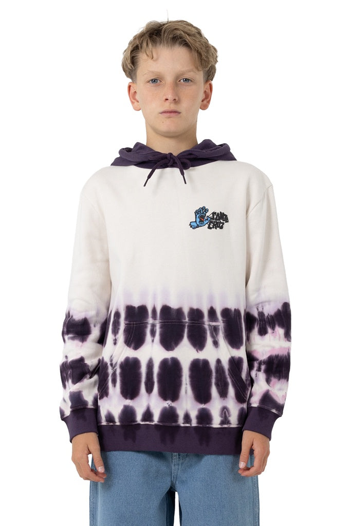 Santa Cruz Youth Yelling Hand Hoodie Cream-Purple Tie Dye