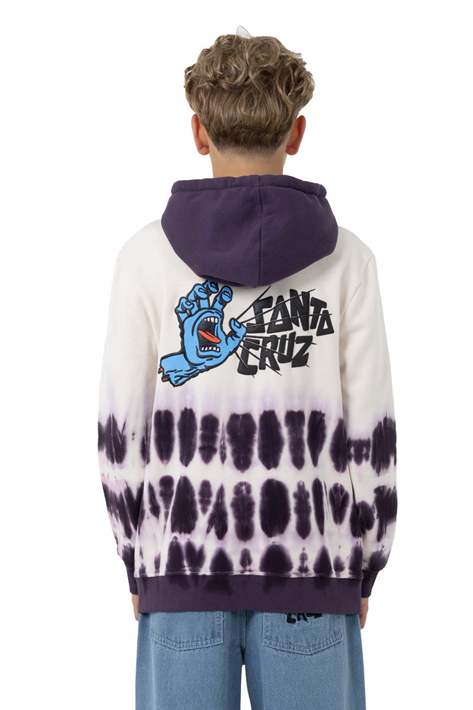 Santa Cruz Youth Yelling Hand Hoodie Cream-Purple Tie Dye