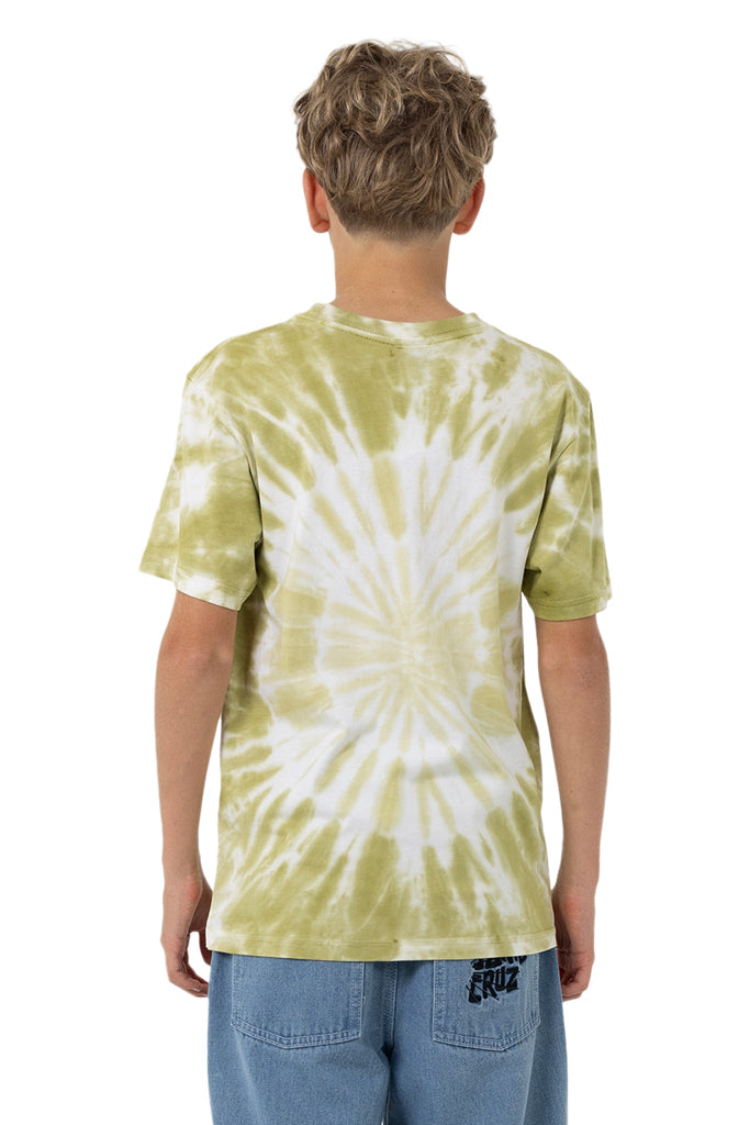 Santa Cruz Youth Check Waste Dot Mono Front Short Sleeve Tee Moss Tie Dye