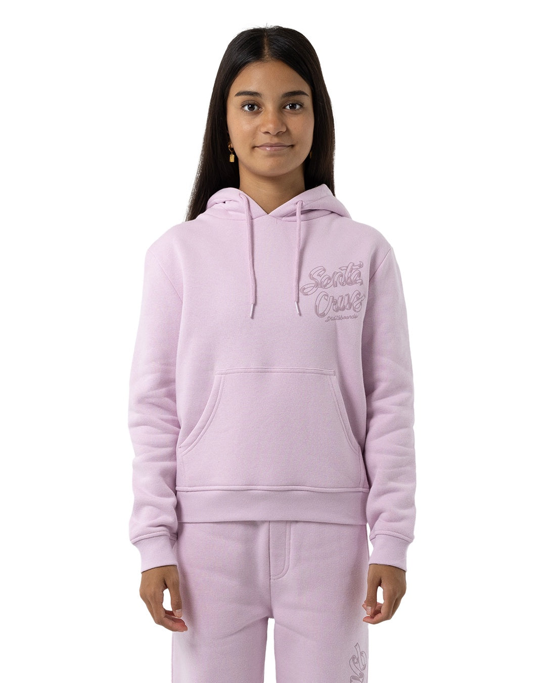Santa Cruz Youth OS Ribbon Chest Hoodie Pink