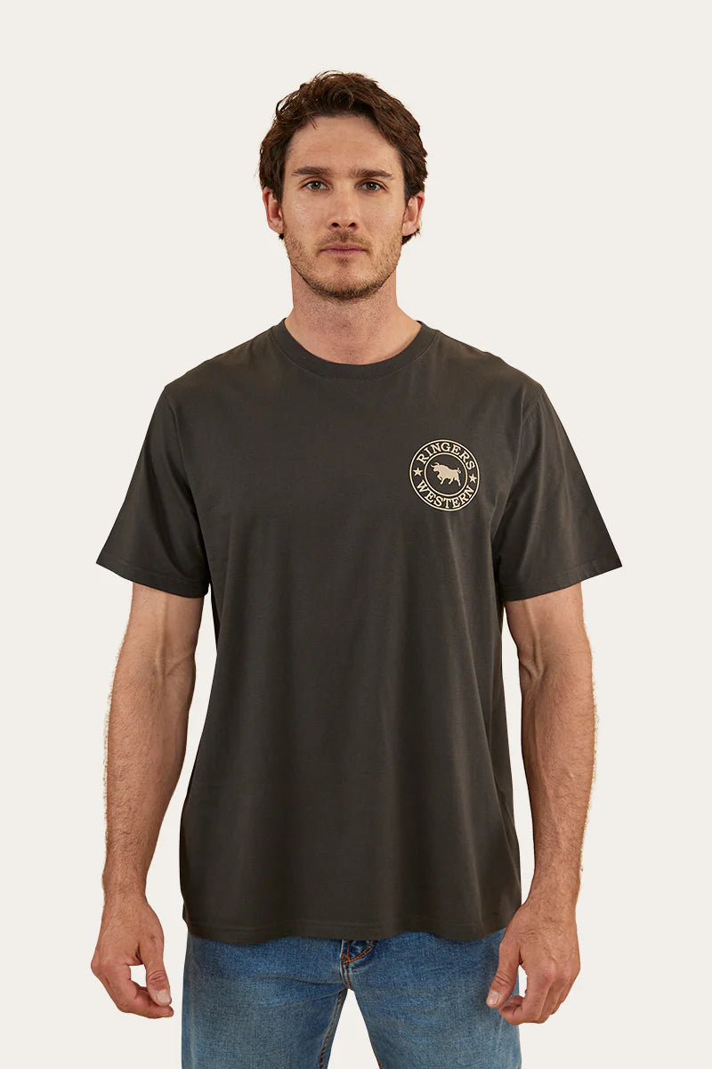 Ringers Western Signature Bull Mens Loose Tee-Charcoal