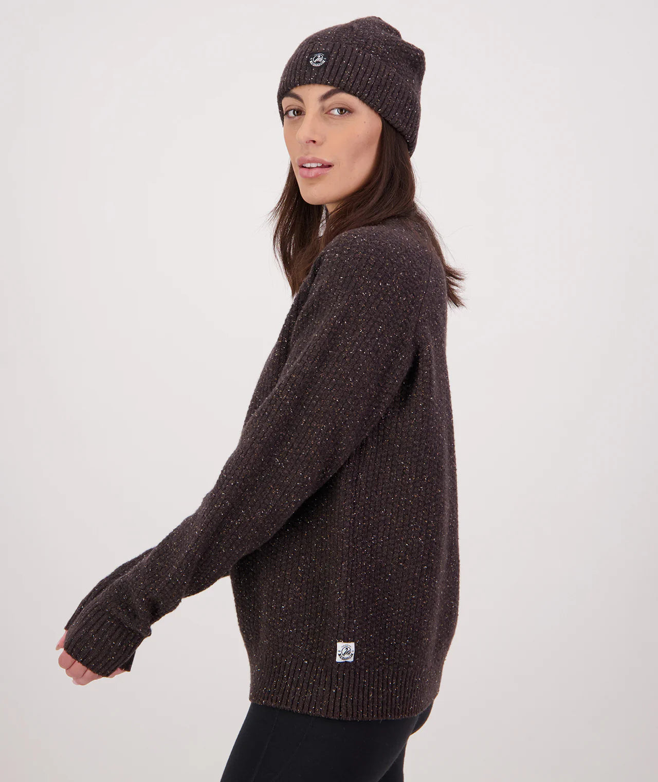 Swanndri Women's Lyttelton Waffle Crew Espresso Marle