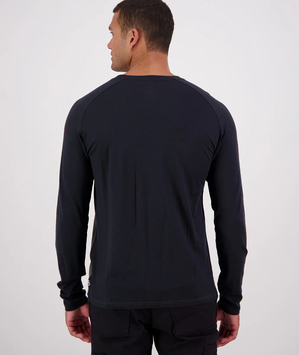 Swanndri Carlton Mns LS Merino Tee Dark Olive/Black