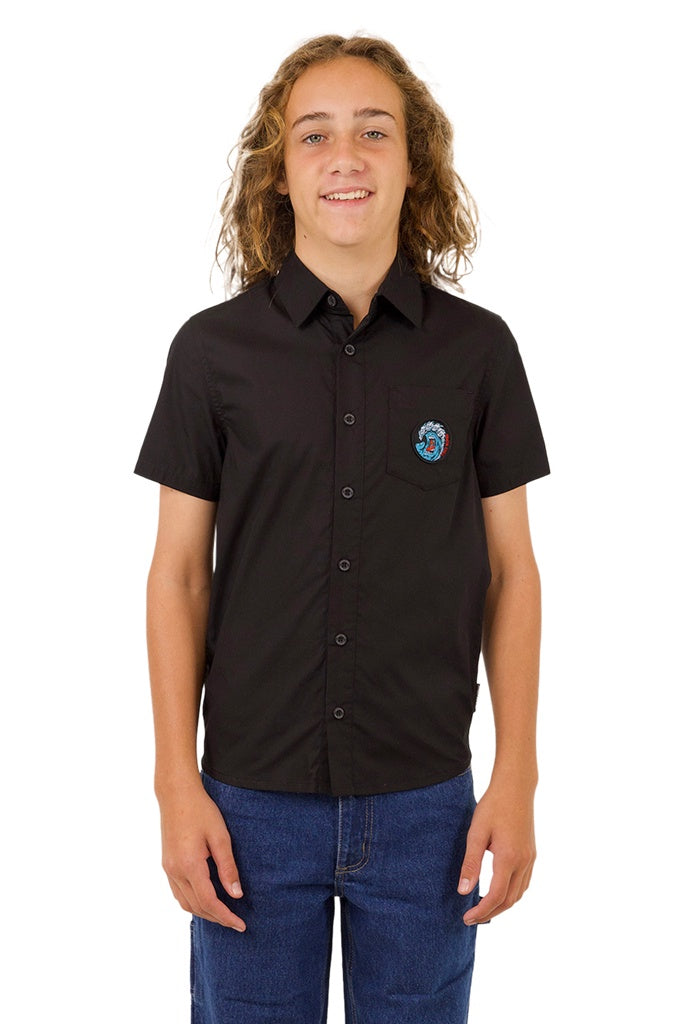 Santa Cruz Youth Screaming Wave Patch S/S Shirt Black