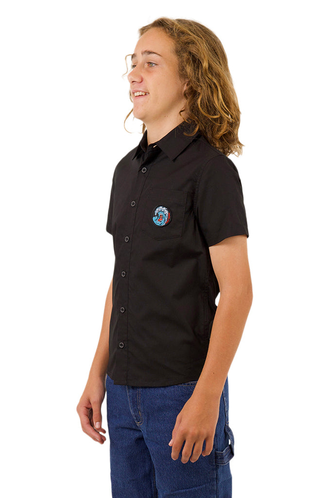 Santa Cruz Youth Screaming Wave Patch S/S Shirt Black