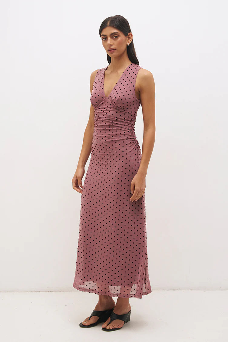 Mon Renn Sonata Spot Dress Rosewood and Black