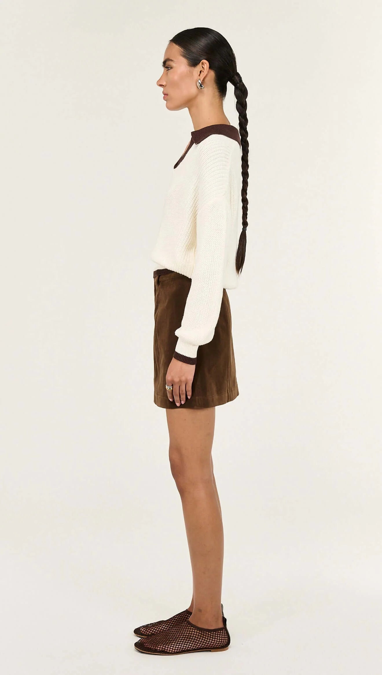 Staple The Label Nina Faux Suede Mini Skirt Choc