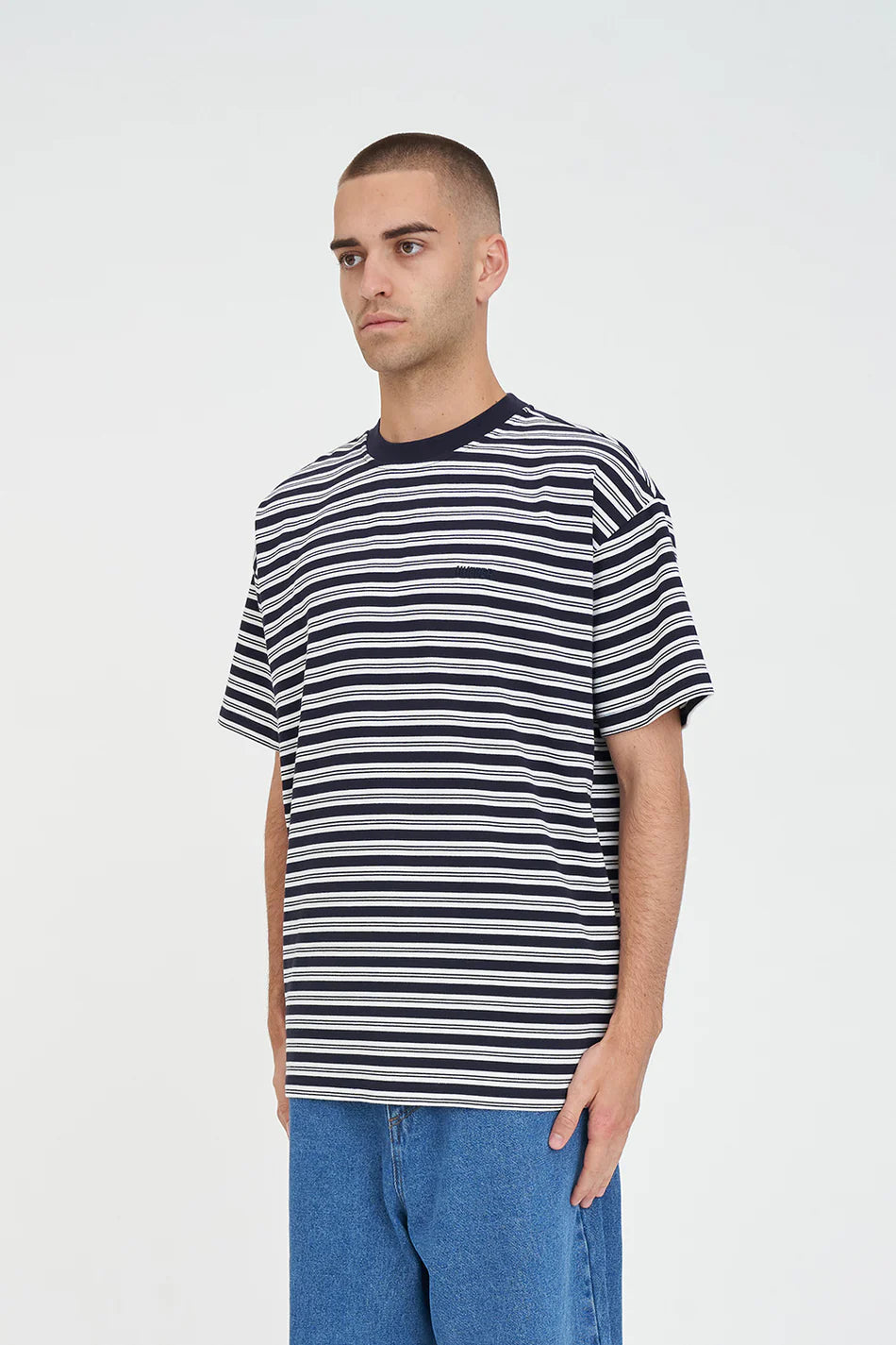 Huffer Stripe Block Tee Navy/Chalk