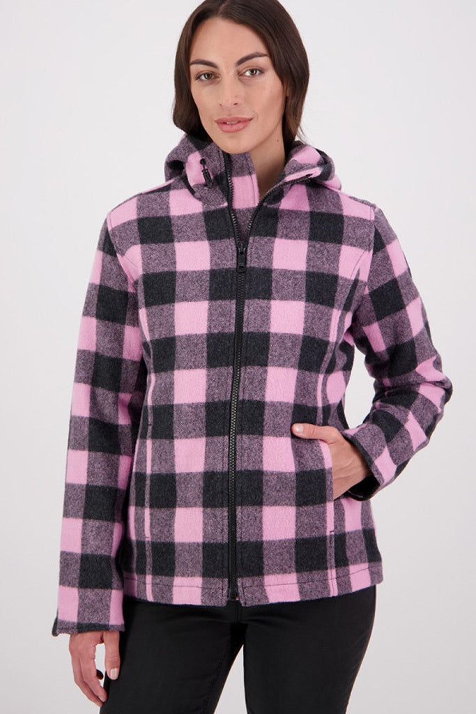 Swanndri Seattle V2 Wool Hoodie Shadow/Blossom Check