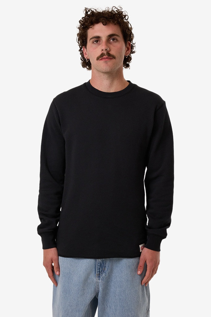 Thrills Adapted Waffle Long Sleeve Faded Black