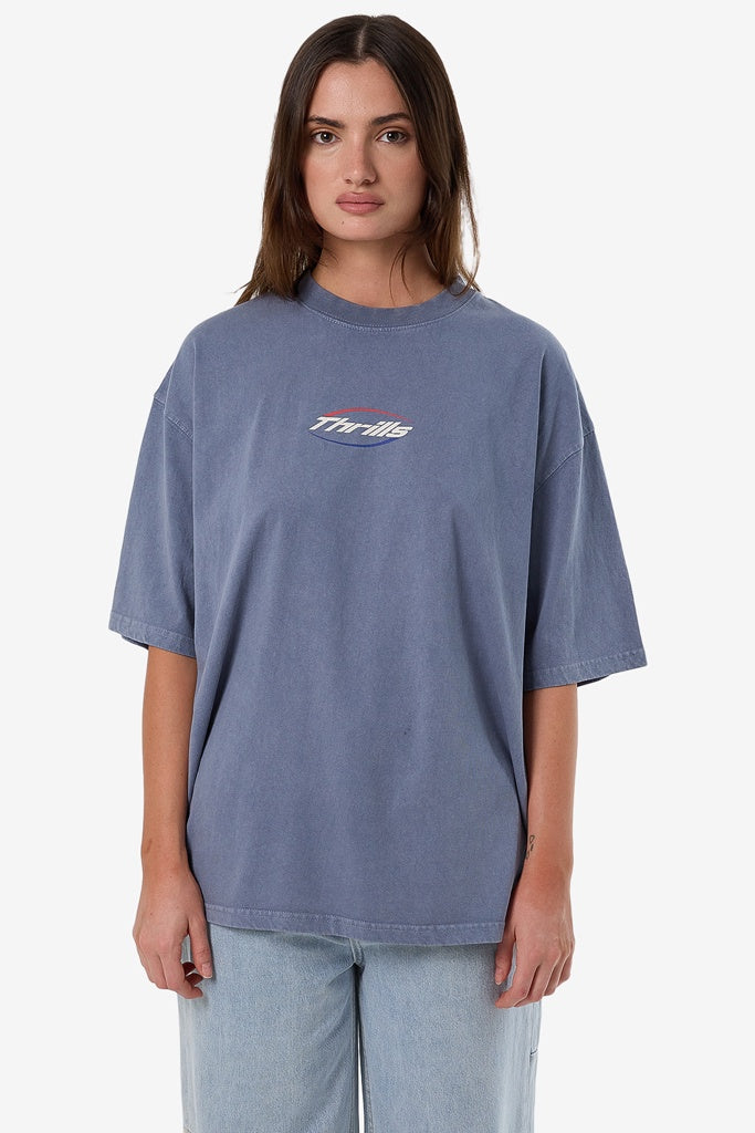 Thrills Fortune Favours Oversized Tee Rustic Blue
