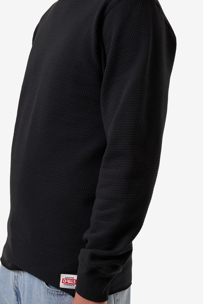 Thrills Adapted Waffle Long Sleeve Faded Black