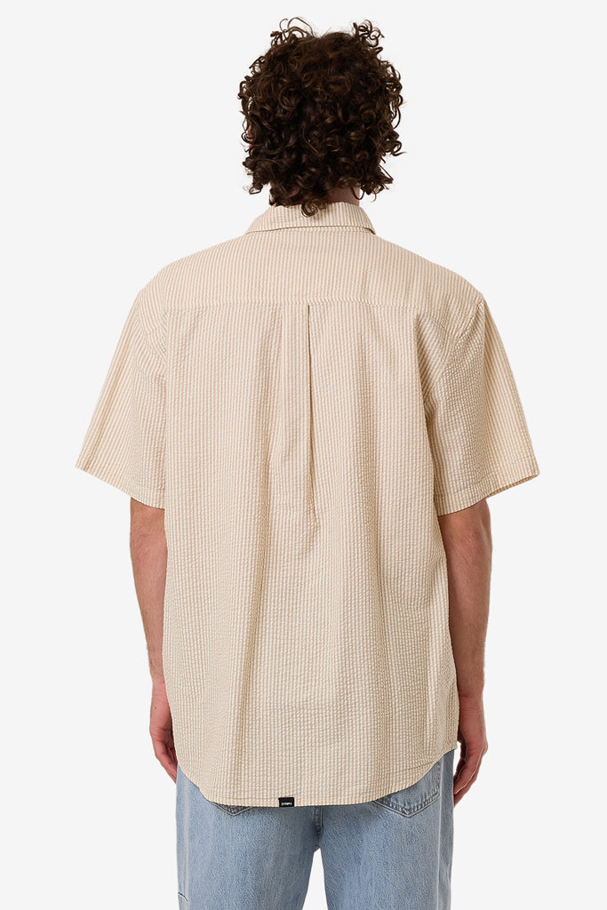 Thrills Locked In Stripe Short Sleeve Shirt Heritage White