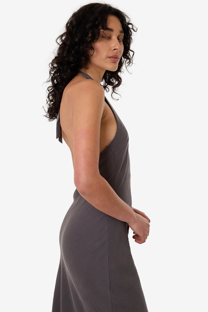 Thrills Rumi Halter Bias Dress Charcoal
