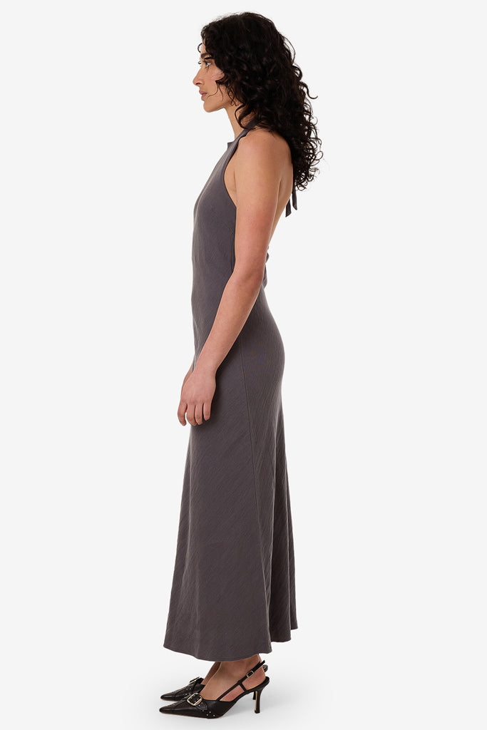 Thrills Rumi Halter Bias Dress Charcoal