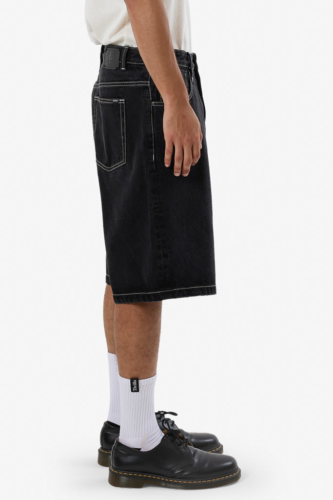 Thrills Big Slacker Denim Short Aged Black