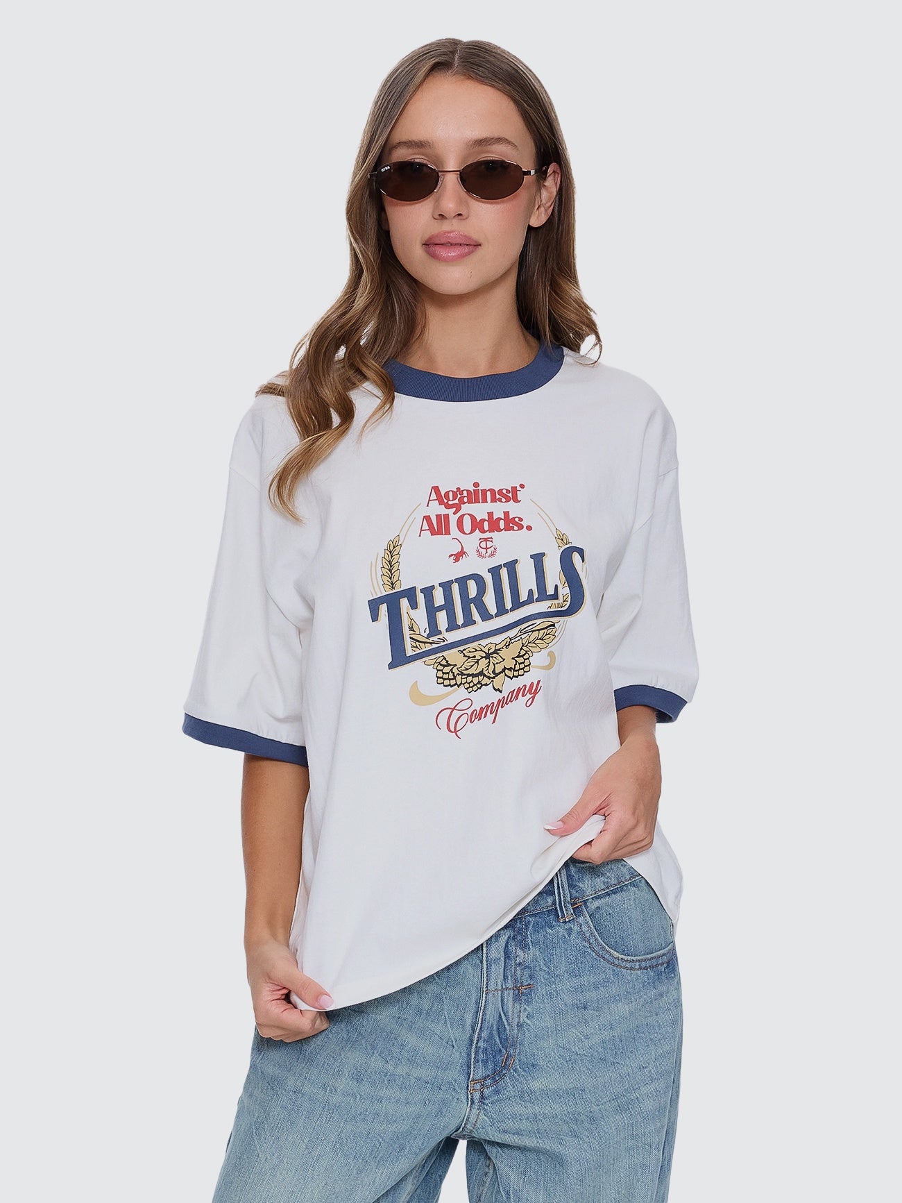 Thrills Never Better Square Tee Dirty White