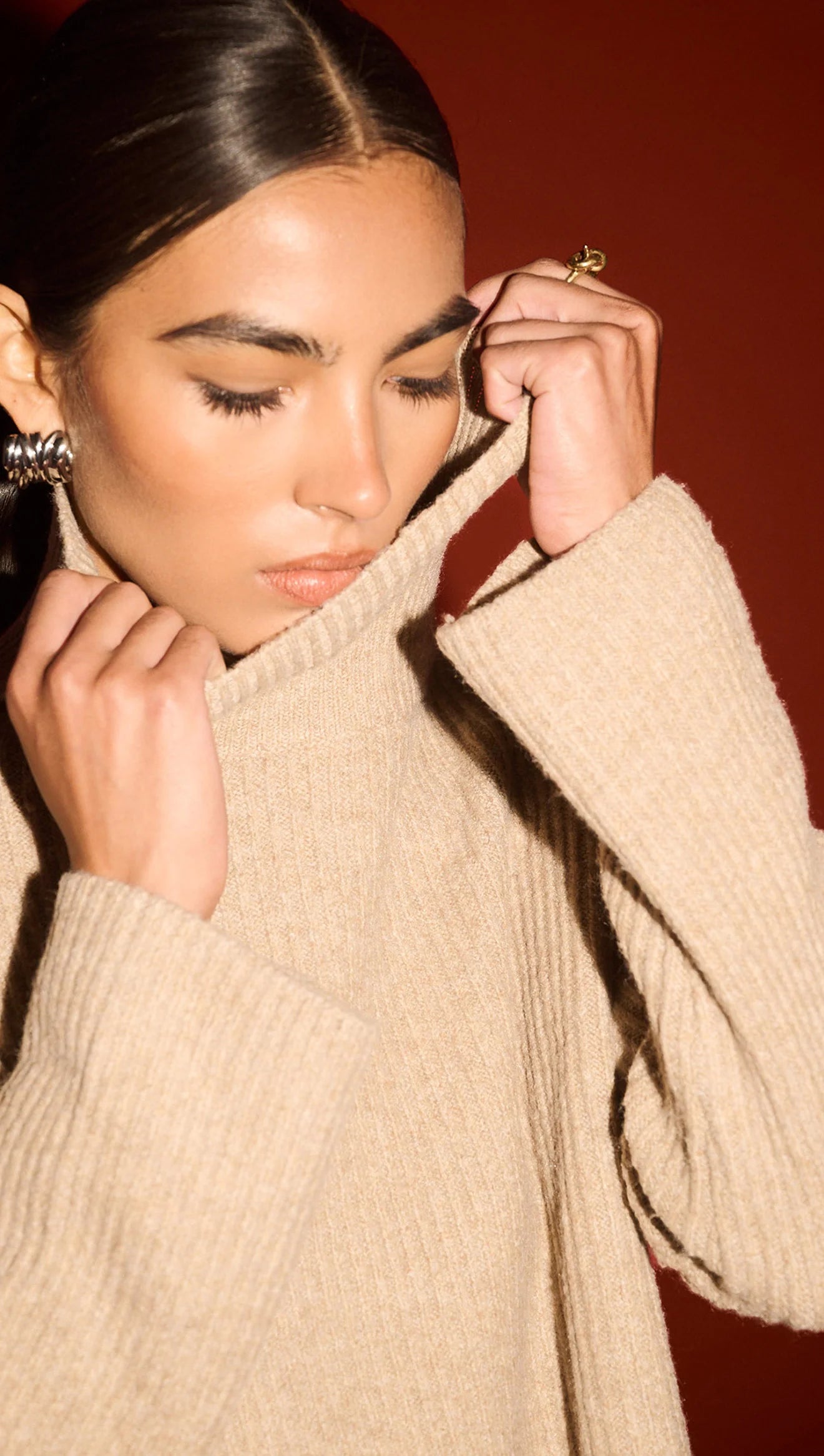 Staple The Label Sabine Roll Neck Jumper Oatmeal