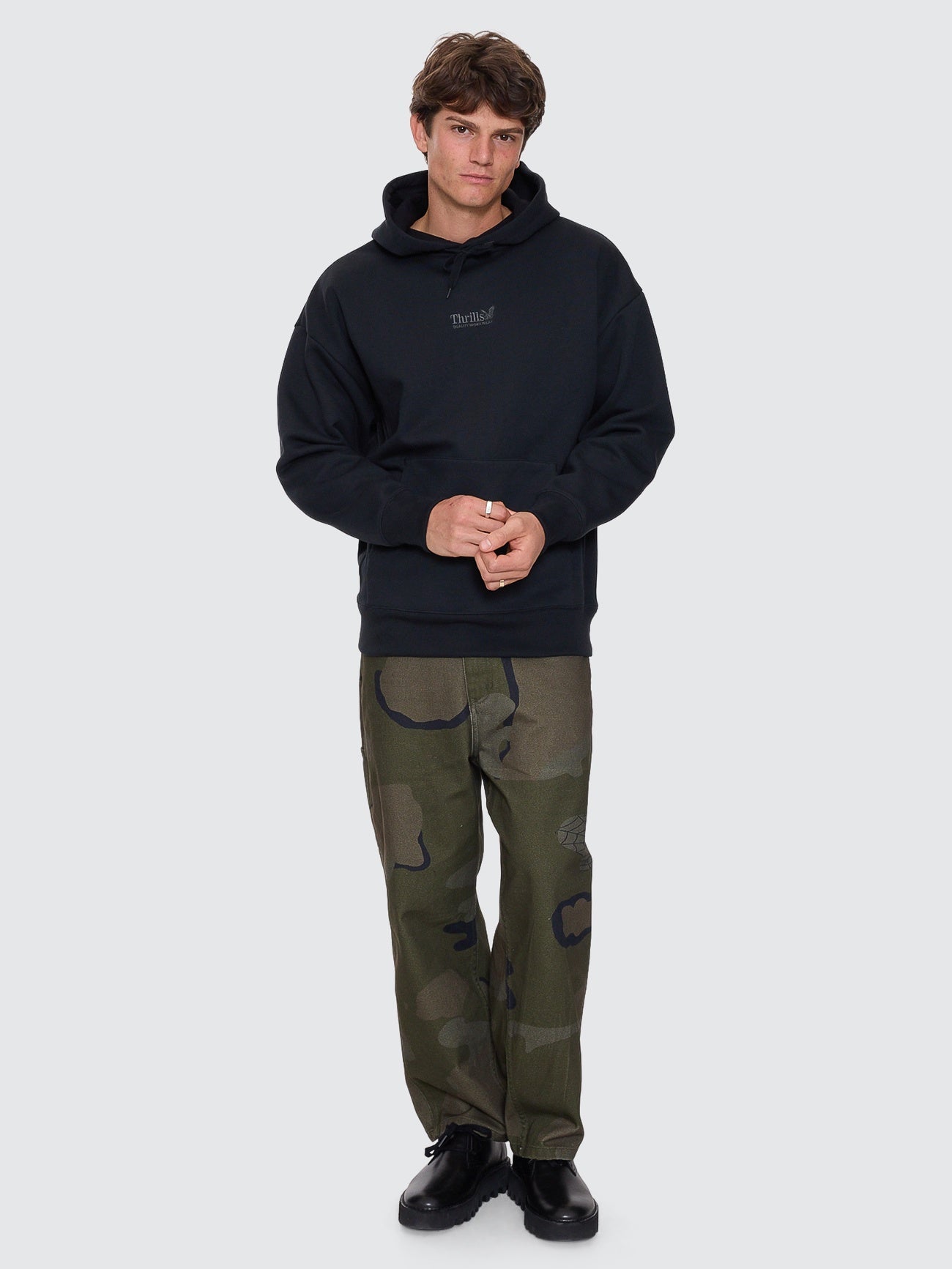 Thrills Union Slouch Pull On Hood Pirate Black