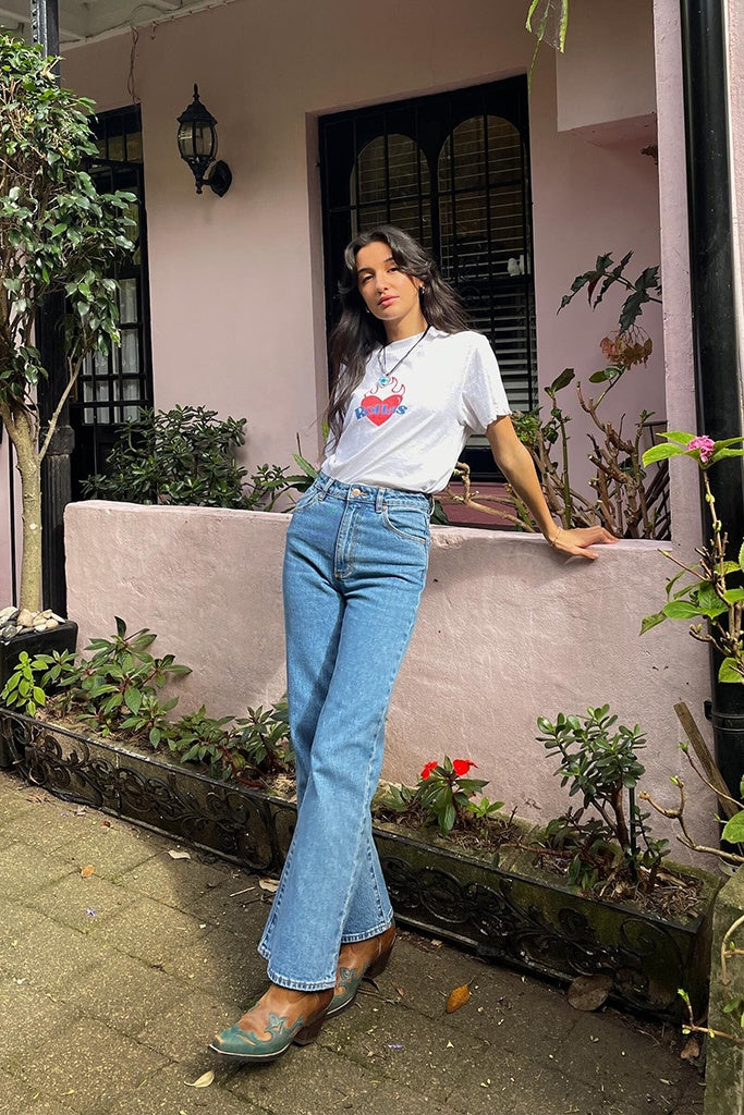 Rollas Eastcoast Flare Ankle Lucy Blue Mid Vintage Blue