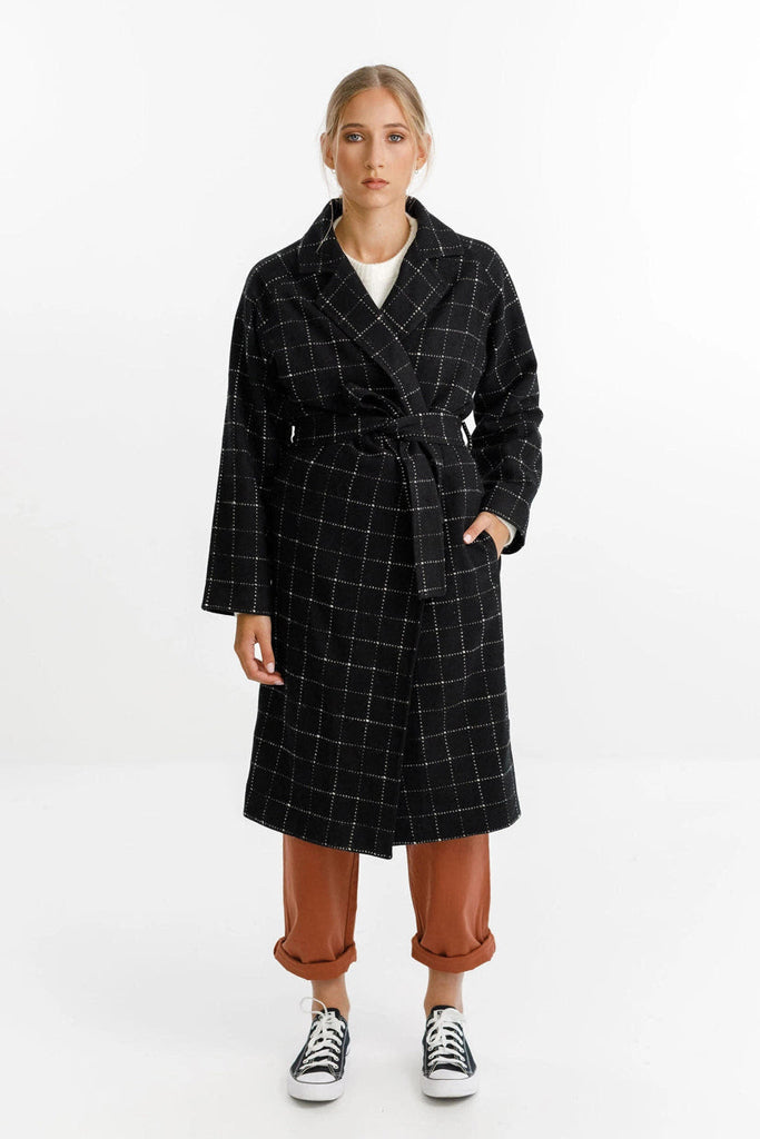 Thing Thing Clement Coat Black White Grid