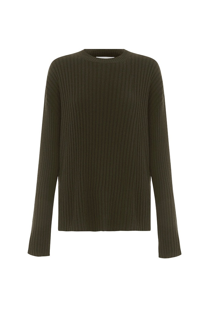 Assembly Wool Cashmere Rib Long Sleeve Top Dark Olive