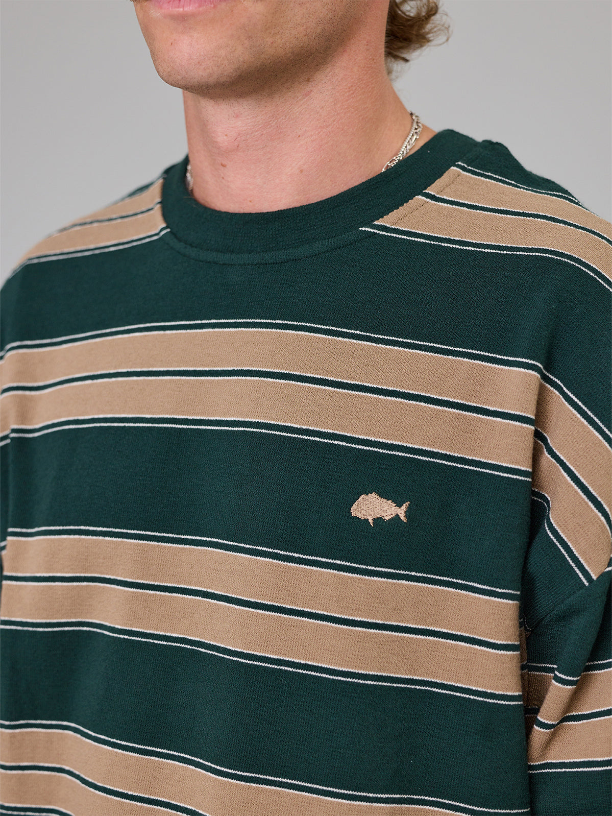 Just Another Fisherman Bay L/S Tee Green Stripe