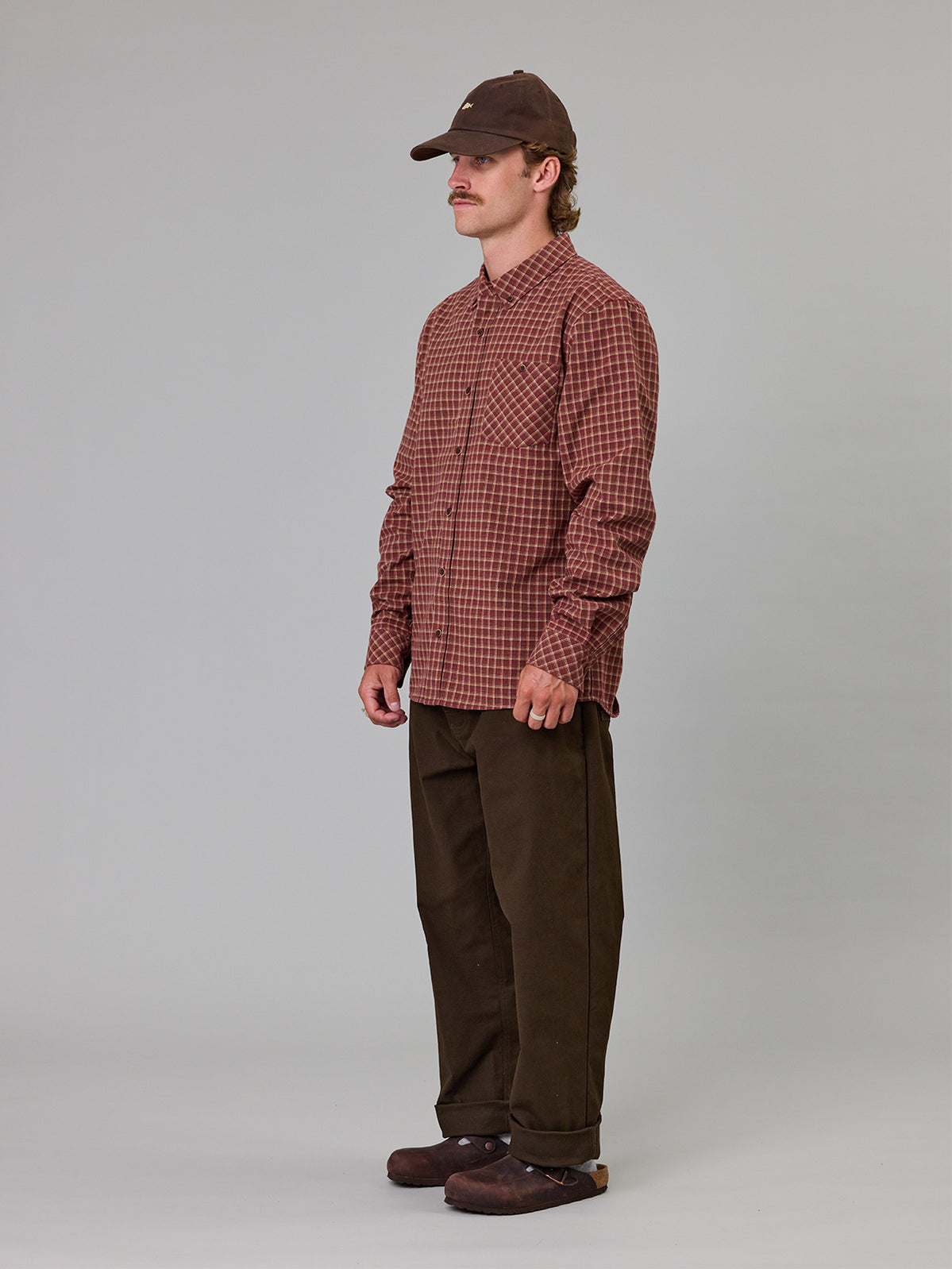 Just Another Fisherman Boatyard Shirt Maroon Check