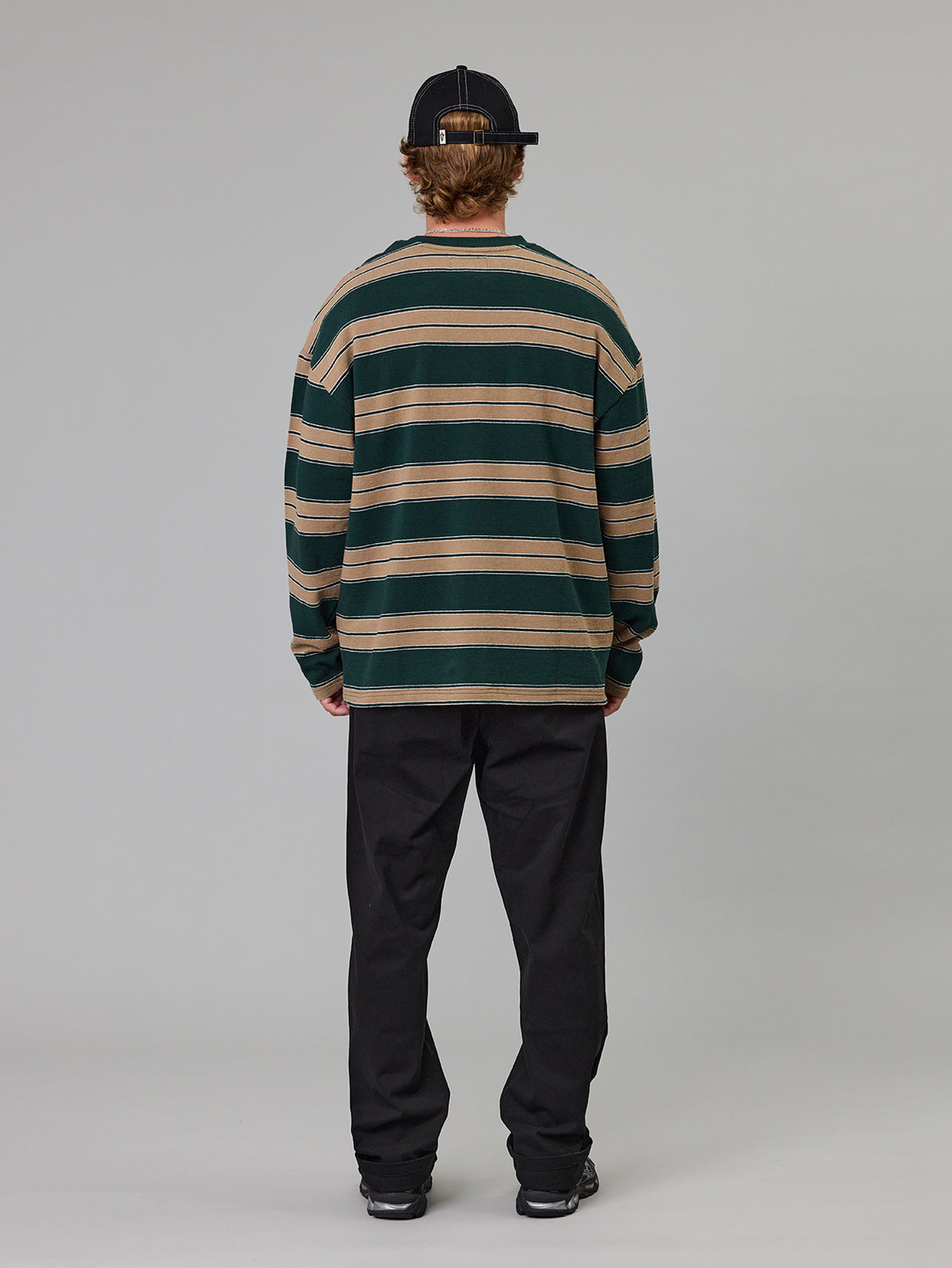 Just Another Fisherman Bay L/S Tee Green Stripe