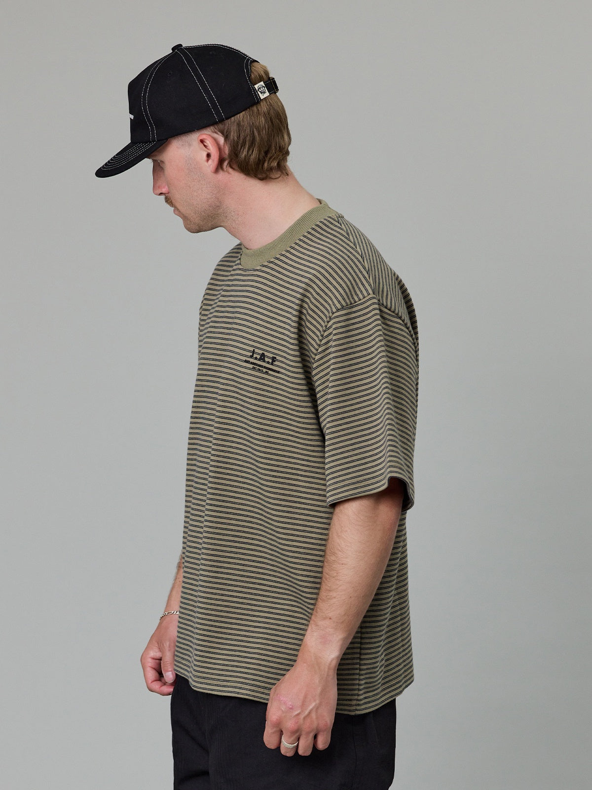 Just Another Fisherman J.A.F Heavy Shore Tee Khaki Stripe