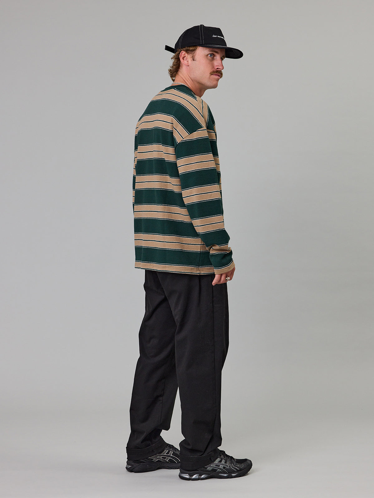 Just Another Fisherman Bay L/S Tee Green Stripe