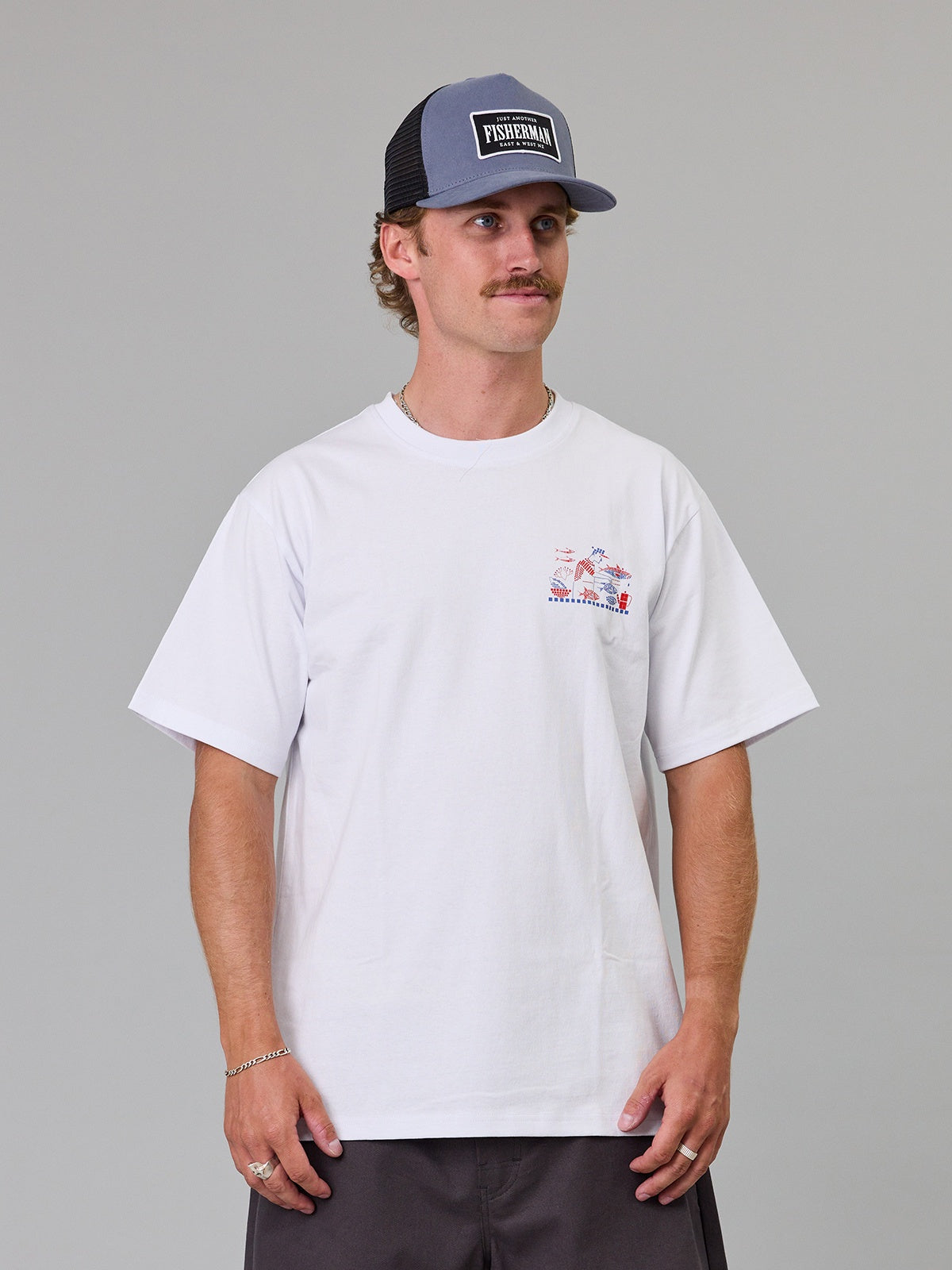 Just Another Fisherman Azza's Fish n Chips Sea Tee- White