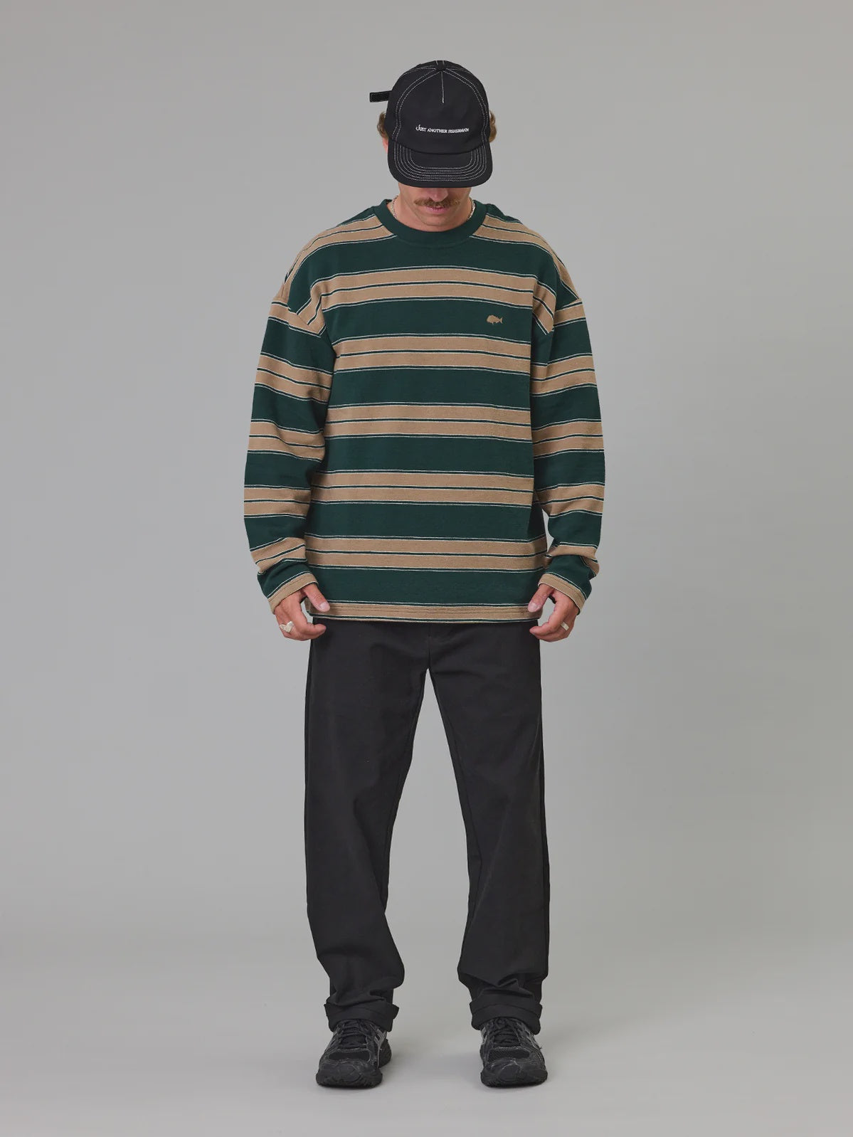 Just Another Fisherman Bay L/S Tee Green Stripe